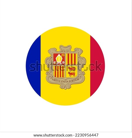 illustration of the national flag of andorra in circle shape