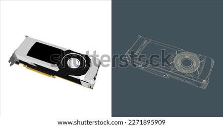 Vector GPU - VGA - Graphic card - Graphics processing unit line art, icon, background