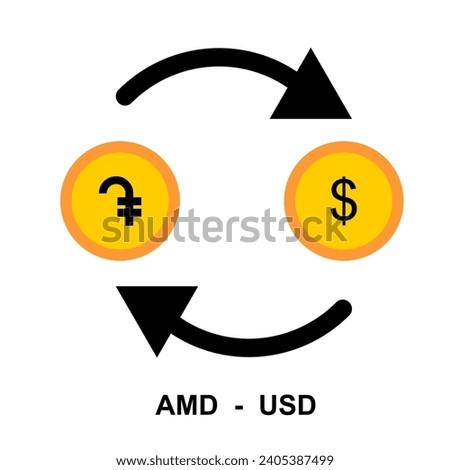 Foreign currency exchange icon. Containing Dram Armenia to US Dollar . Financial exchange concept. illustration Vector 
