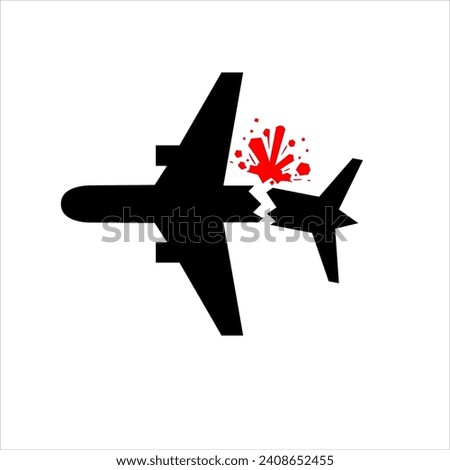 Vector Plane crash accident silhouette illustration icon