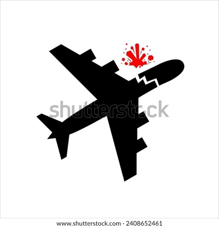 Vector Plane crash accident silhouette illustration icon