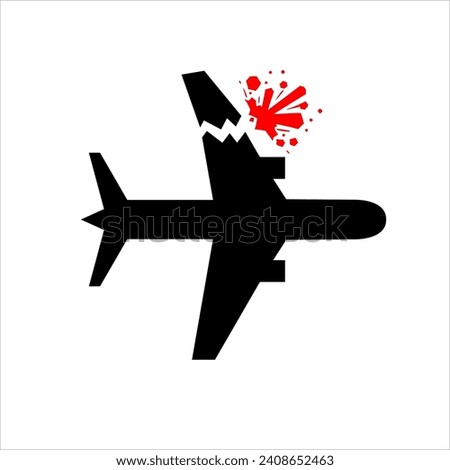 Vector Plane crash accident silhouette illustration icon