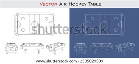 Air Hockey Table Set vector technical drawing line blueprint. isolated on transparent background