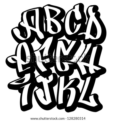 Graffiti Font Alphabet Letters. Hip Hop Type Grafitti Design Stock ...