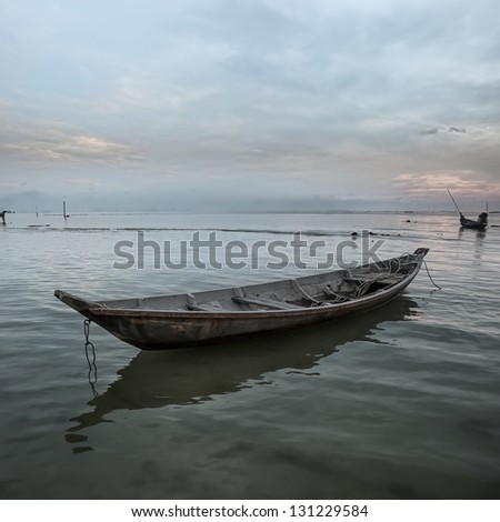 Wooden boat. Sea photography