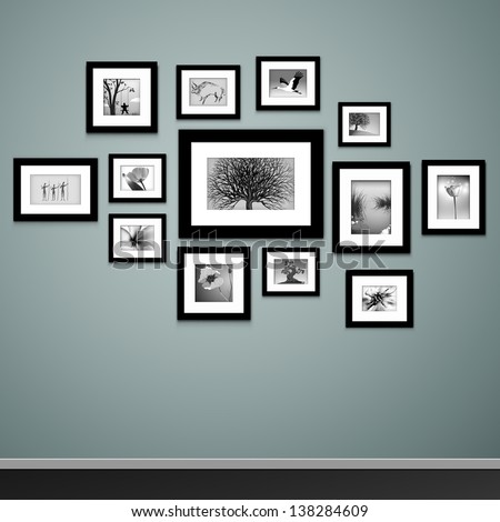 Frames on wall. Photo or picture painting art gallery in interior vector