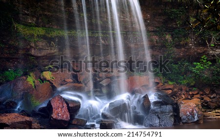 Smooth and silky small waterfall landscape background