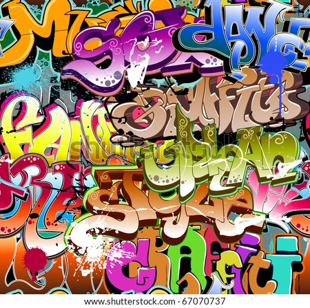 Printcanvas Graffiti Seamless Background Funky Hip Hop Pattern