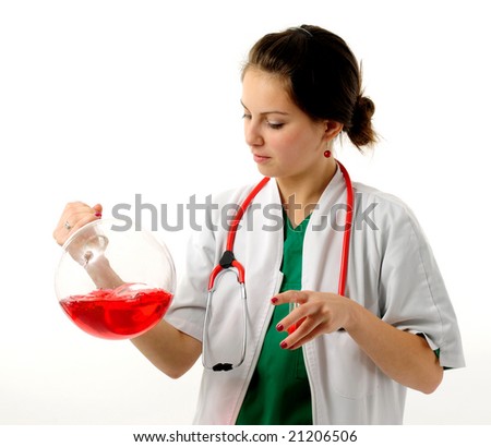 Pretty woman in green medical scrubs