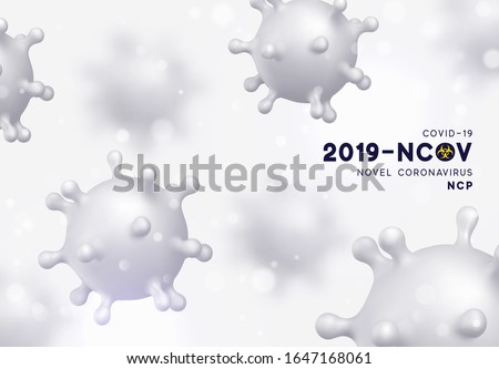 Novel Coronavirus (2019-nCoV). Virus Covid 19-NCP. Coronavirus nCoV denoted is single-stranded RNA virus. Background with realistic 3d white virus cells. vector illustration