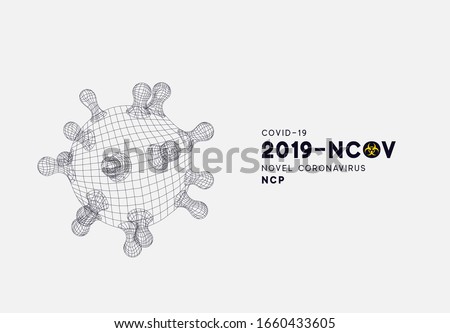 Novel Coronavirus (2019-nCoV). Virus Covid 19-NCP. Coronavirus nCoV denoted is single-stranded RNA virus. Background with viral cell polygon mesh. Linear outline style. Vector illustration.