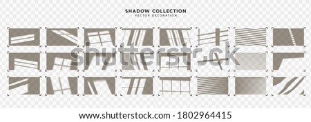 Set of Shadow overlay window frames. Effect light transparent shadow. Realistic creating reflective effect illusions. Overlay for adding scene lighting to your images. Vector illustration.