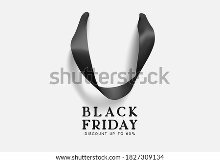 Black Friday Sale. Creative design concept background in form of gift bag. Realistic Shopping Bag with handles, poster, banner for advertising and branding. vector illustration.