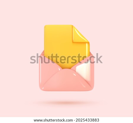 Open Email envelope icon with document. Post mail letter. Vector illustration