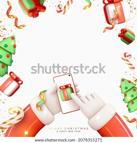 Similar – Image, Stock Photo Christmas concept background.Smartphone with santa claus hat and Christmas tree branches