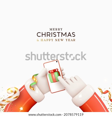 Similar – Image, Stock Photo Christmas concept background.Smartphone with santa claus hat and Christmas tree branches