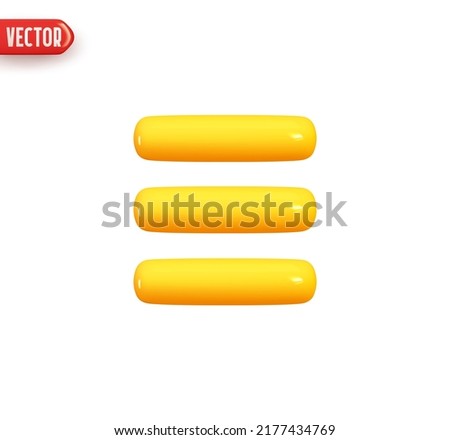 List menu button. Yellow Reading text. E-book reader icon. Realistic 3d design element In plastic cartoon style. Isolated on white background. Vector illustration