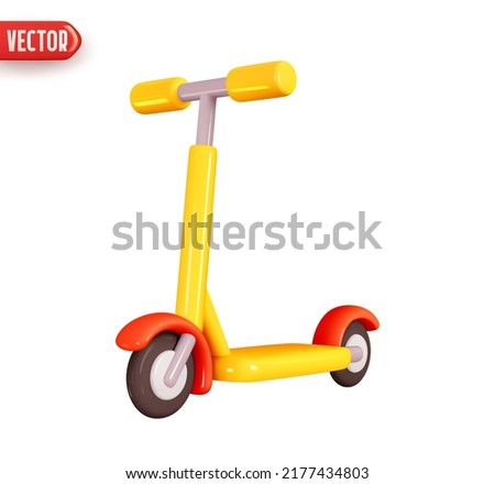 Electric scooter sports modern transport. Realistic 3d design element In plastic cartoon style. Icon isolated on white background. Vector illustration