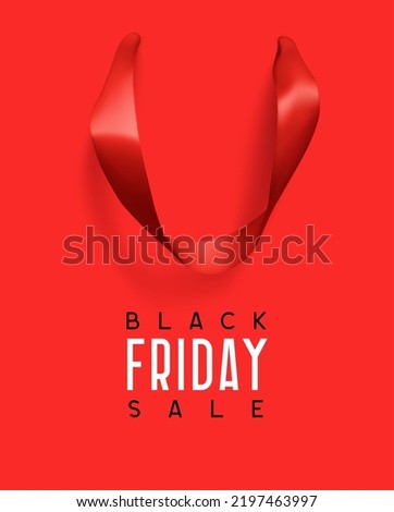 Black Friday Sale. Creative design concept background in form of gift bag. Realistic Shopping Bag with handles, poster, banner for advertising and branding. vector illustration.