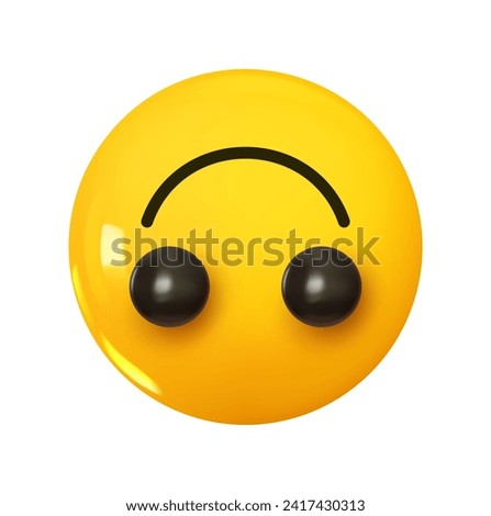 Emoji Upside down smile face. Emotion 3d cartoon icon. Yellow round emoticon. Vector illustration