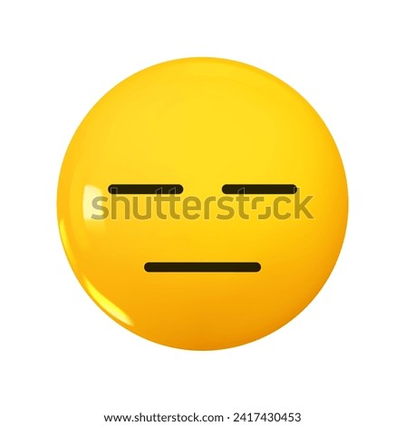 Expressionless Face Emoji. without expression. Not Expressive. Emotion 3d cartoon icon. Yellow round emoticon. Vector illustration