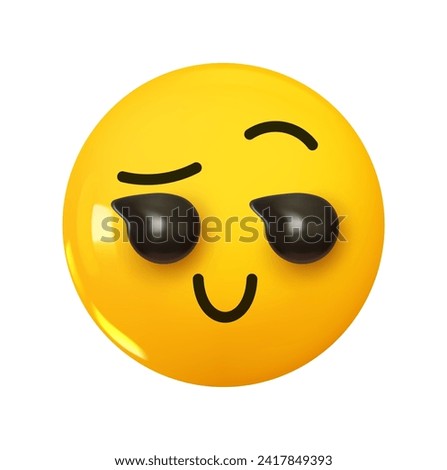 Face with Raised Eyebrow Emoji. Emotion 3d cartoon icon. Yellow round emoticon. Vector illustration