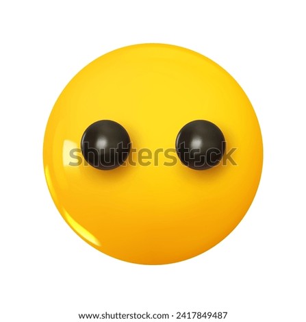 Emoji Face without mouth. Emotion 3d cartoon icon. Yellow round emoticon. Vector illustration