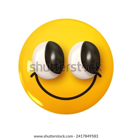 Emoji Face smile Very happy satisfied. Emotion 3d cartoon icon. Yellow round emoticon. Vector illustration
