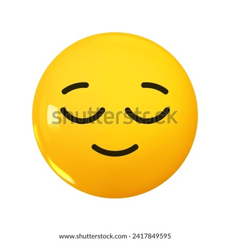 Relieved Face Emoji. Emotion 3d cartoon icon. Yellow round emoticon. Vector illustration