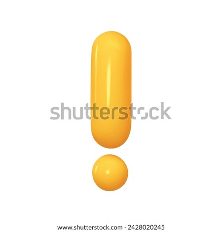 Symbols Exclamation mark. Sign yellow color. Realistic 3d design in cartoon balloon style. Isolated on white background. vector illustration
