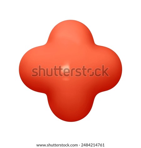 Symbols Plus. Sign red color. Realistic 3d design in cartoon balloon style. Isolated on white background. vector illustration