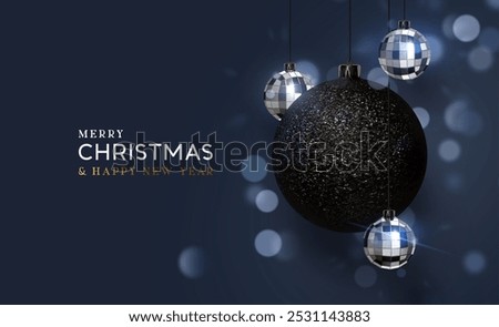 Similar – Image, Stock Photo Christmas balls in black