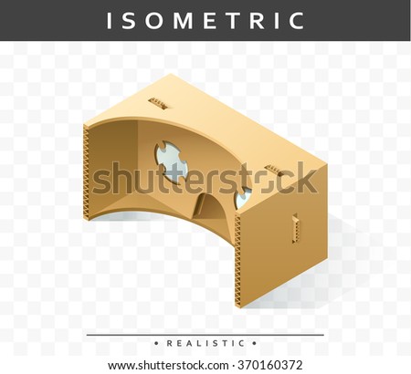 Isometric realistic cardboard glasses virtual reality headsets. Object with a transparent shade for collages, presentations.  