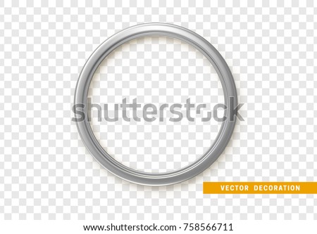 Silver round frame isolated on transparent background.