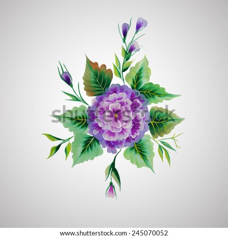 beautiful flower hydrangea isolated on white background . one stroke