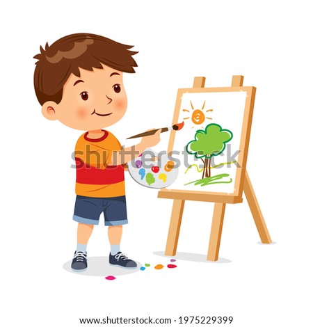 Similar – Image, Stock Photo Kid drawing on canvas at home