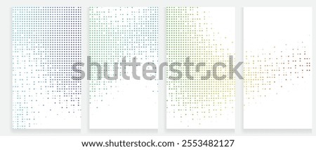 Colorful Halftone Gradient Background Collection Vibrant Vector Dotted Patterns with Green, Blue, Yellow, and Red Transitions for Creative Banners
