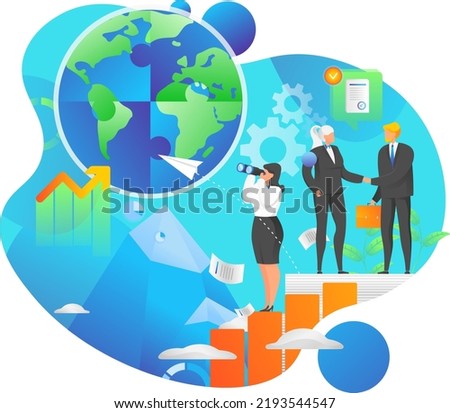 Business commitment to limit global warming and climate change. Environment concept vector illustration. Two businessman shake hands and make a deal to invest in green business and sustanable