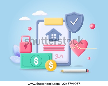 House insurance and protection service 3d vector