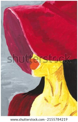 girl in a red hat. painting art