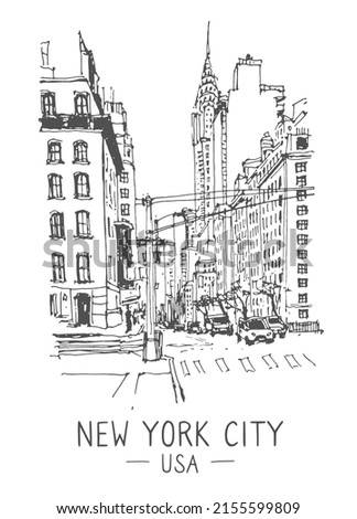 New York Skyline Drawing Outline | Free download on ClipArtMag