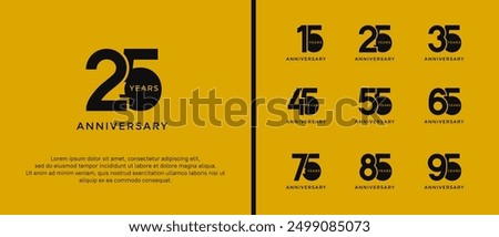 anniversary logo style set with black color can be use for celebration moment