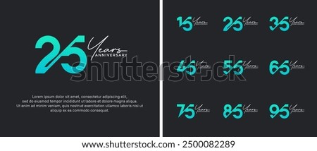 anniversary logo style set with green color can be use for celebration moment