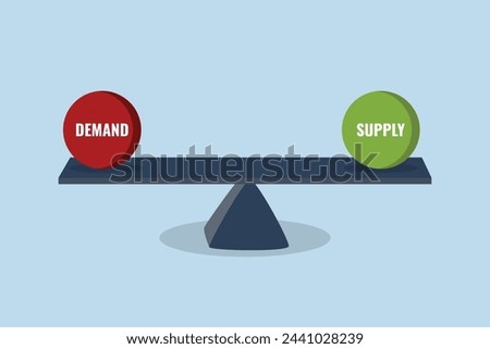Demand and supply, balances word demand on the right and supply on the left.