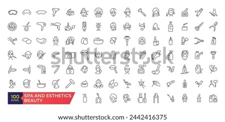 Spa and Esthetics Icon set. Wellness, relaxation, health, exercise, spa, diet, wellbeing, icon set collection.