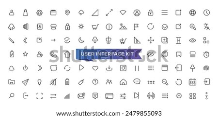 User Interface Kit Icons set with editable stroke collection for web and ui. Line icons pack. Vector illustration.