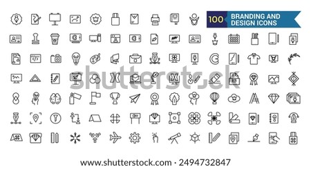 Branding and design line icon set. Outline icon collection. Editable vector stroke.