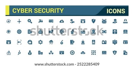 Cyber security filled icons set. Data protection, spam, secure, security and more, filled icon set, glyph for web and ui. Solid icon set. Vector illustration.