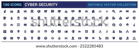 Cyber security filled icons set. Data protection, spam, secure, security and more, filled icon set, glyph for web and ui. Solid icon set. Vector illustration.