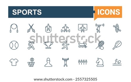 Team Sports line icons set. Includes thin line timer, line, shoes, soccer ball, medical, medal, play and more. Outline symbol collection. Editable vector illustration.